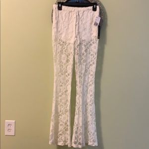 Long knit cream pants